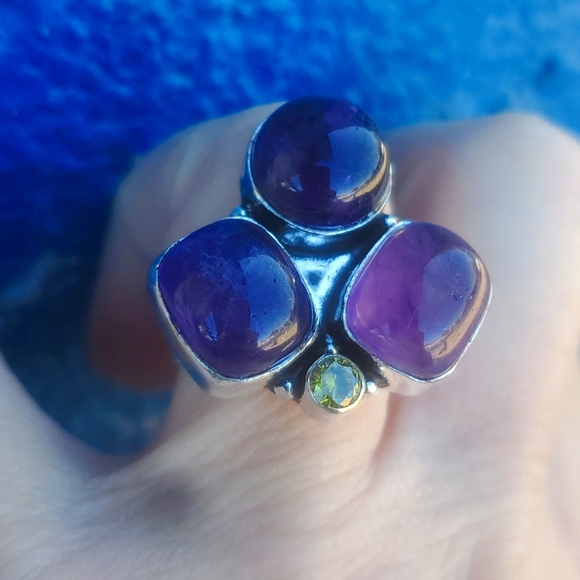New Amethyst & Citrine 925 Silver Ring. - Picture 2 of 9